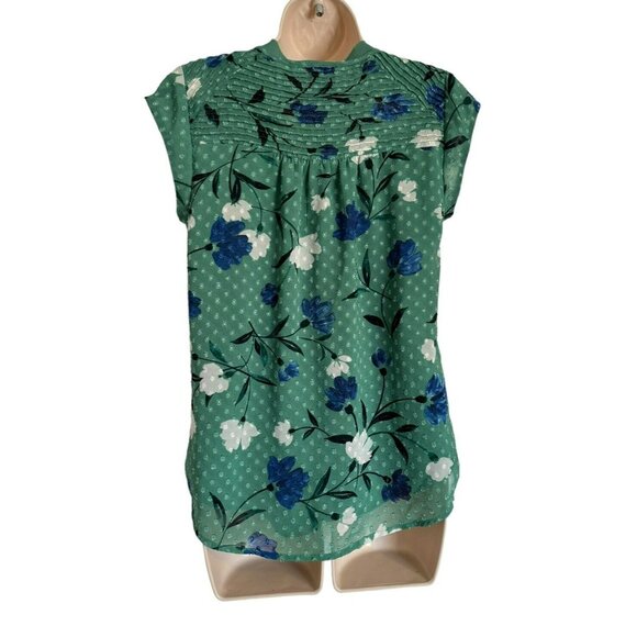 Daniel Rainn Green Floral Peasant XS Top Spring Summer Plus Size Shirt Blouse - Picture 10 of 13